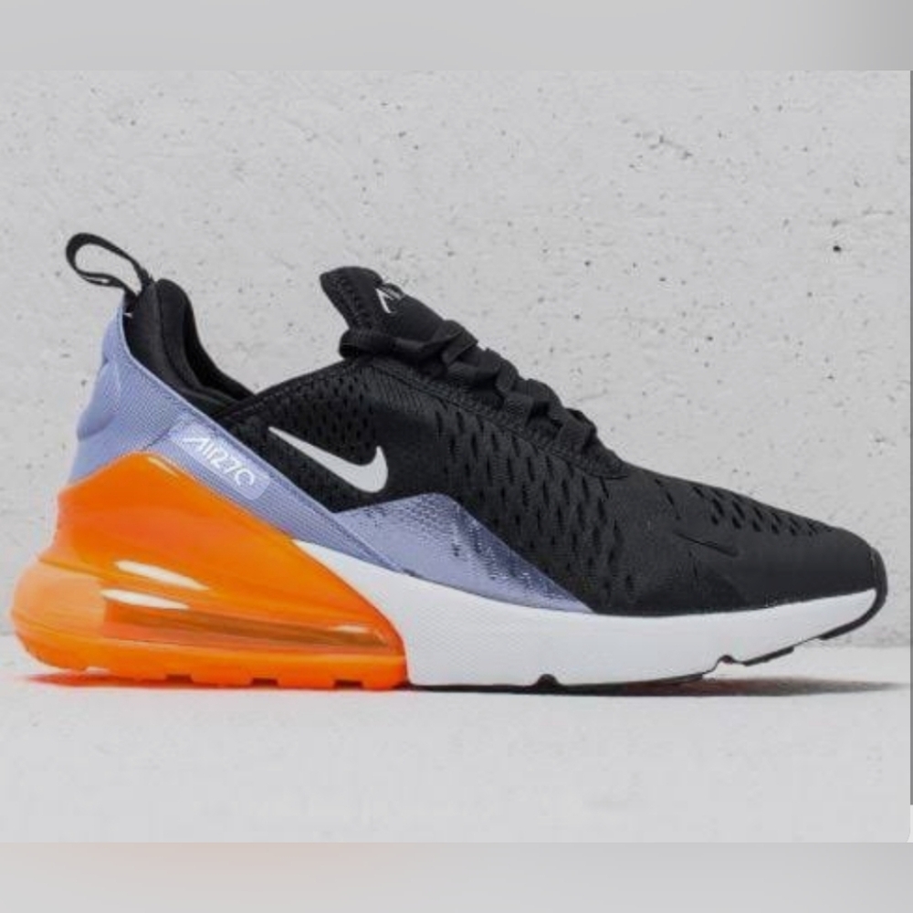 Nike Black and Orange Sneakers with Air Max Heel